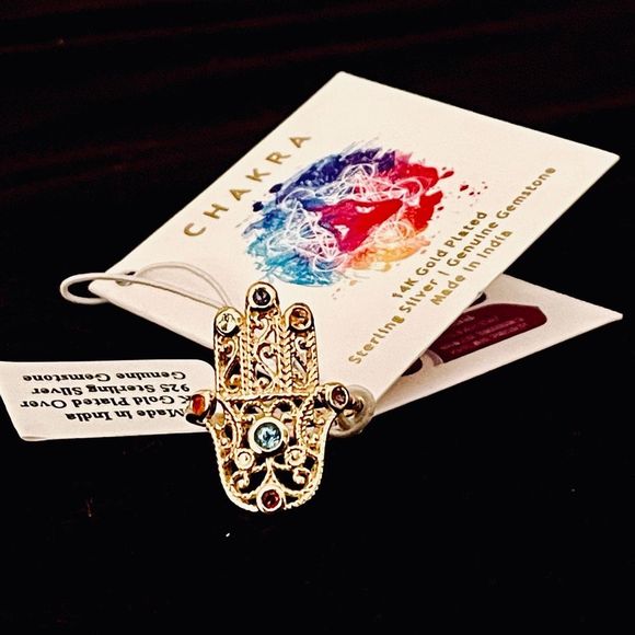 NWT Sz 7 The Seven Chakras 14K Gold Plated Over Sterling silver ring from India - Picture 8 of 13